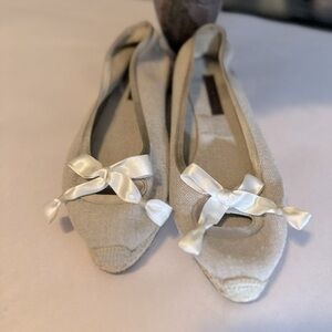 BOTTEGA VENETA BEIGE
CANVAS BOW ESPADRILLES Size -38